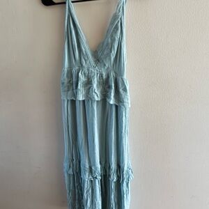 Altar'd State Blue Tiered Ruffled Maxi Dress